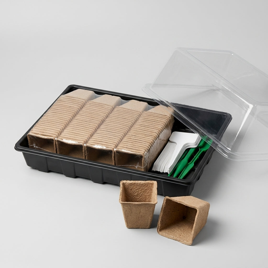 Seed Starting Tray Kit — Pots, Dome & Tools